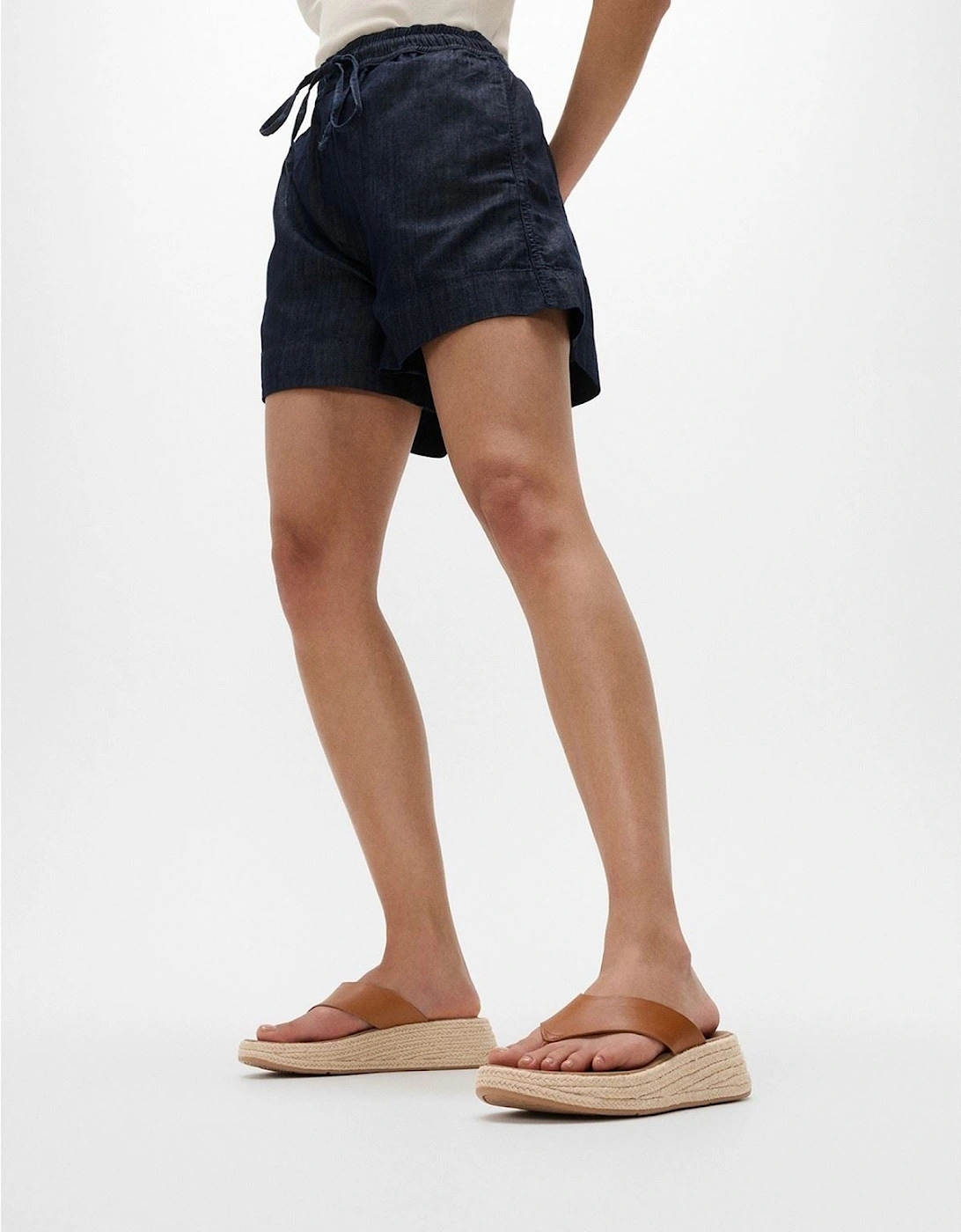 F-Mode Toe Post Espadrille Leather Women's Deep Tan Sandals