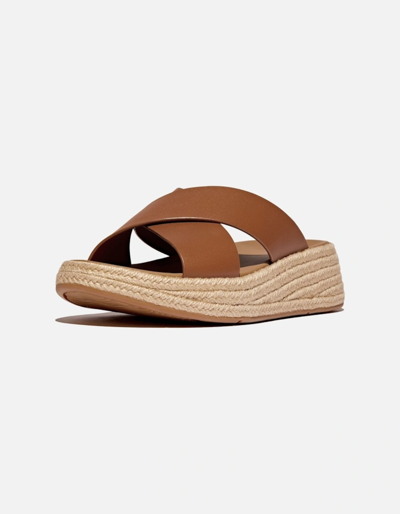 F-Mode Cross Leather Men's Deep Tan Clogs