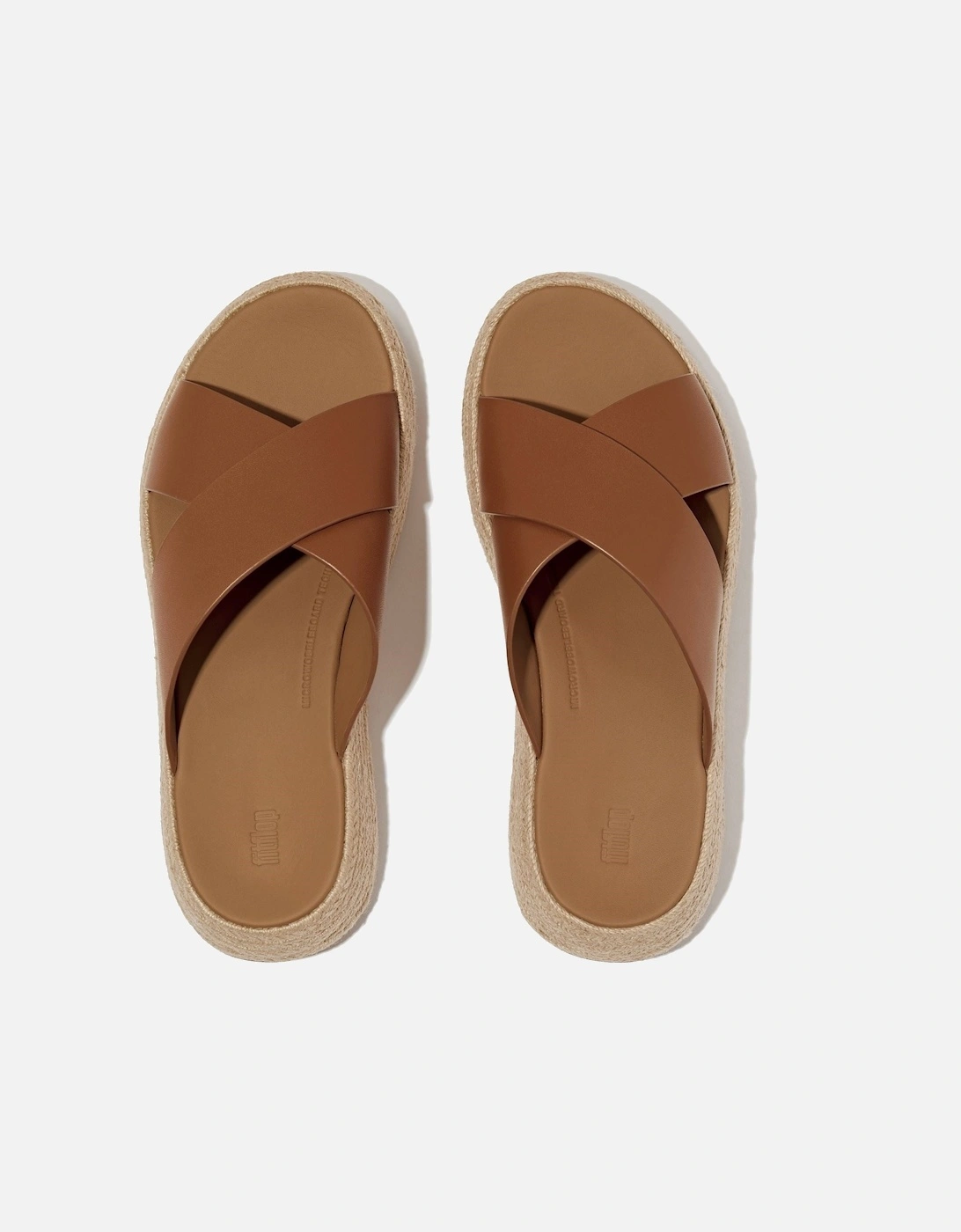 F-Mode Cross Slide Leather Women's Deep Tan Sandals