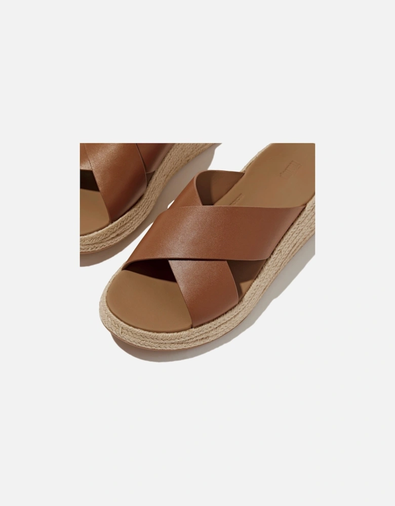 F-Mode Cross Slide Leather Women's Deep Tan Sandals