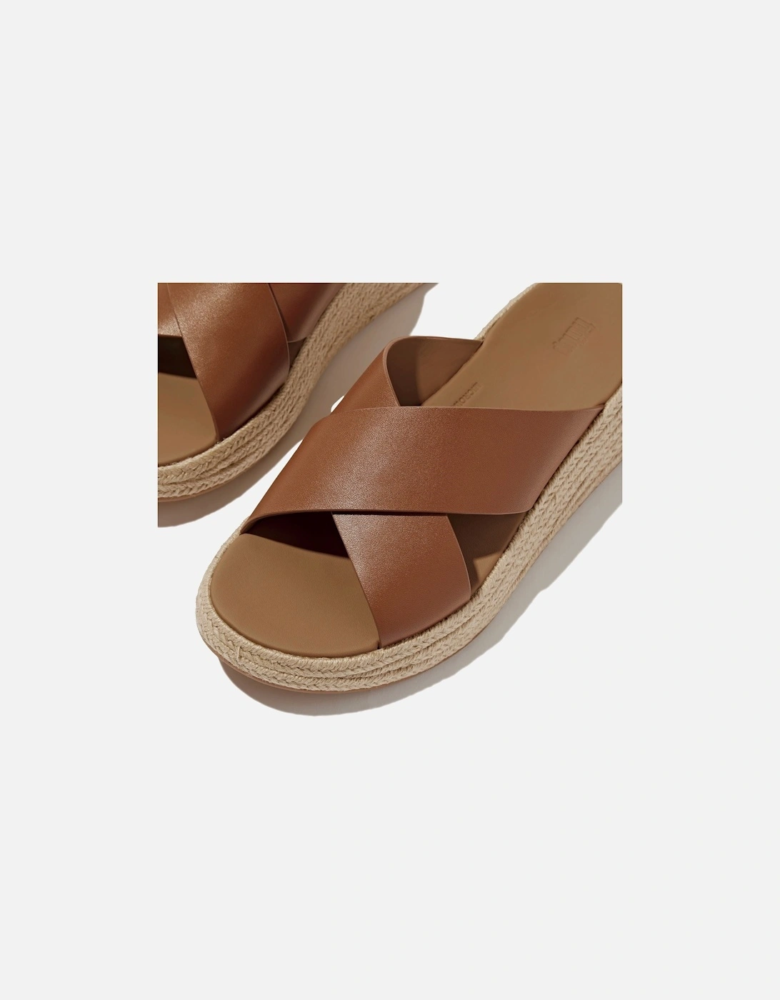 F-Mode Cross Slide Leather Women's Deep Tan Sandals