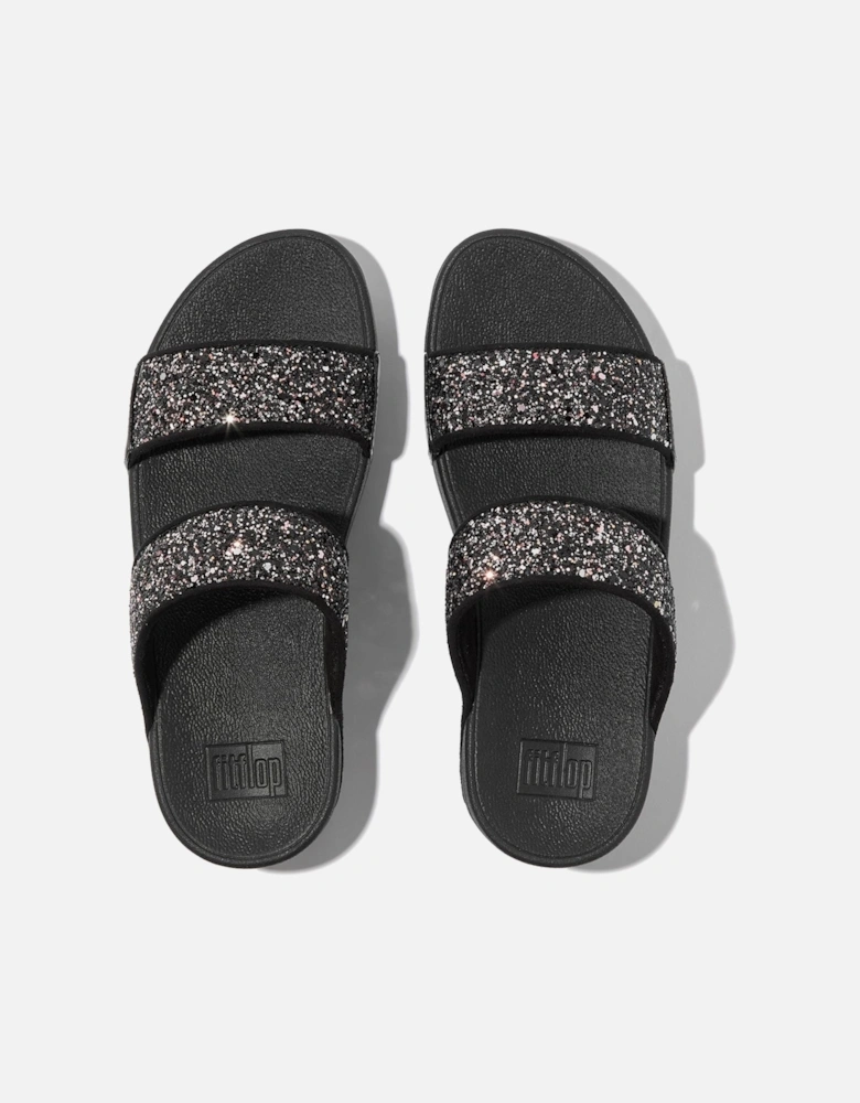 Lulu 2 Bar Glitter Polyurethane Women's Black/Multi Sandals
