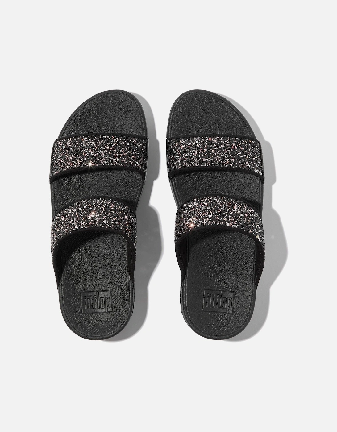 Lulu 2 Bar Glitter Polyurethane Women's Black/Multi Sandals
