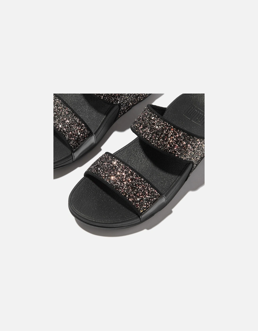 Lulu 2 Bar Glitter Polyurethane Women's Black/Multi Sandals