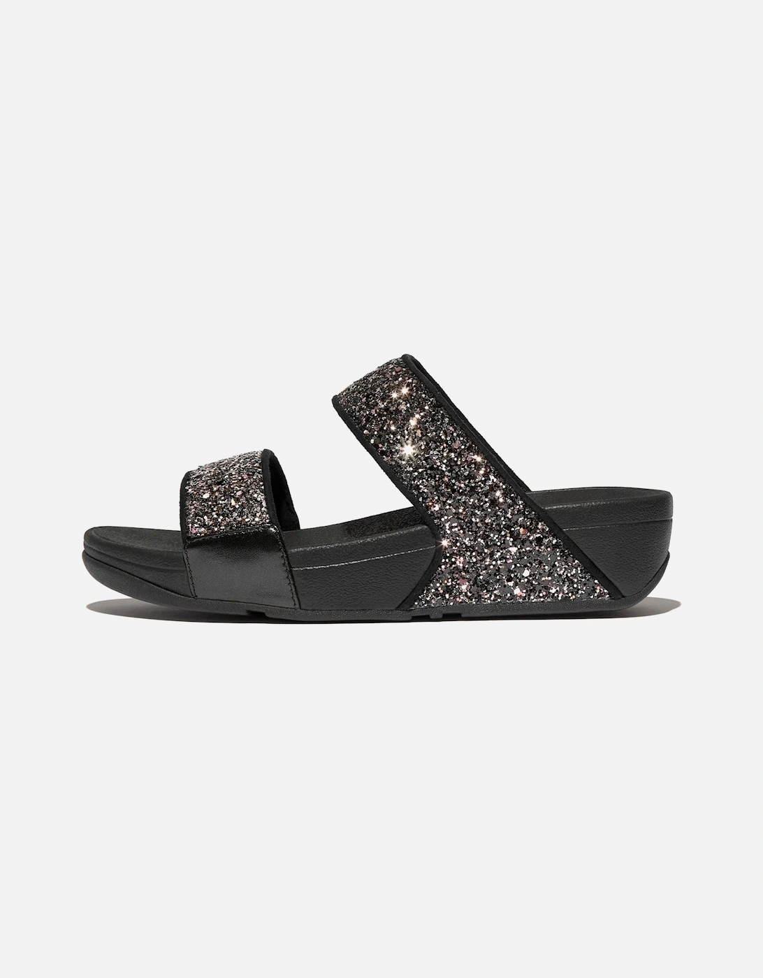 Lulu 2 Bar Glitter Polyurethane Women's Black/Multi Sandals