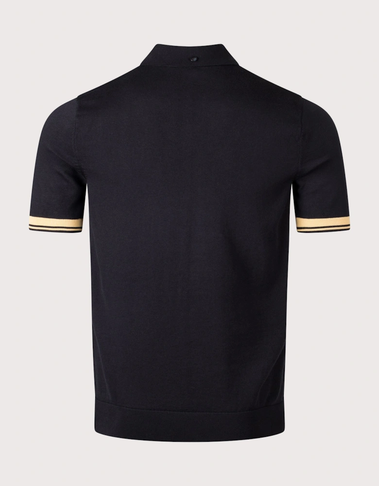 Contrast Cuff Knitted Polo Shirt