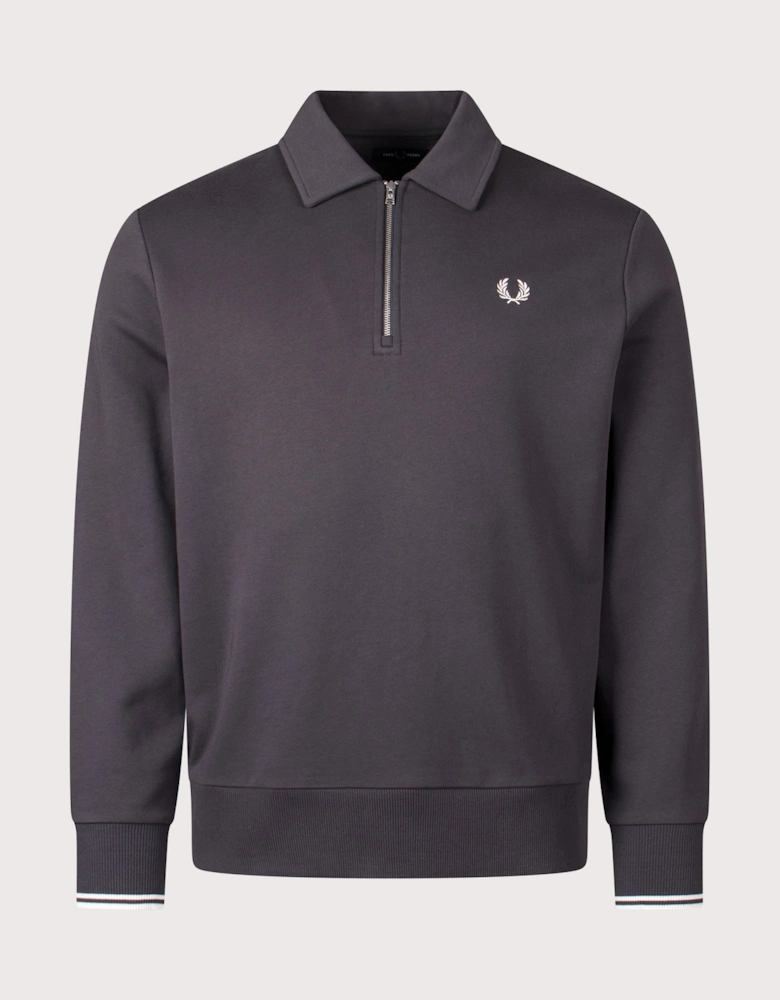 Quarter Zip Collared Sweatshirt