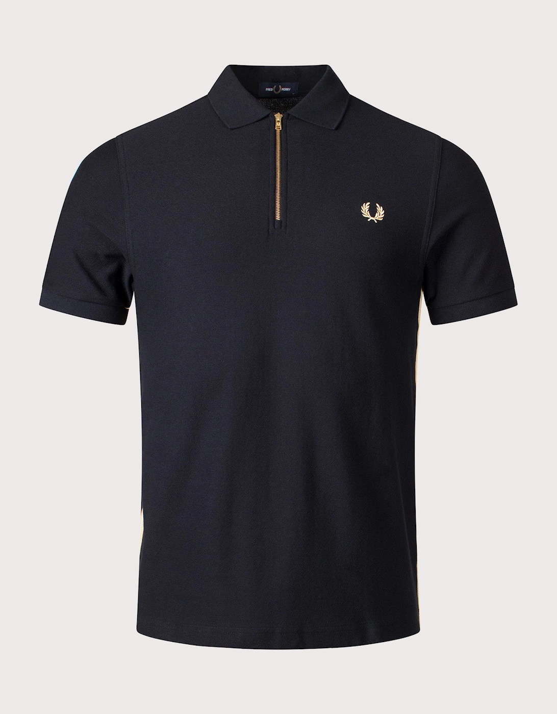Stripe Tape Zip Neck Polo Shirt