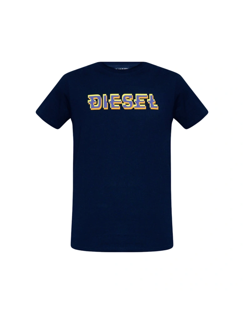 Pixel Logo Navy Blue T-Shirt
