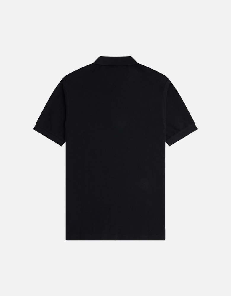 Vertical Stripe Half Zip Polo Shirt Black/Champagne