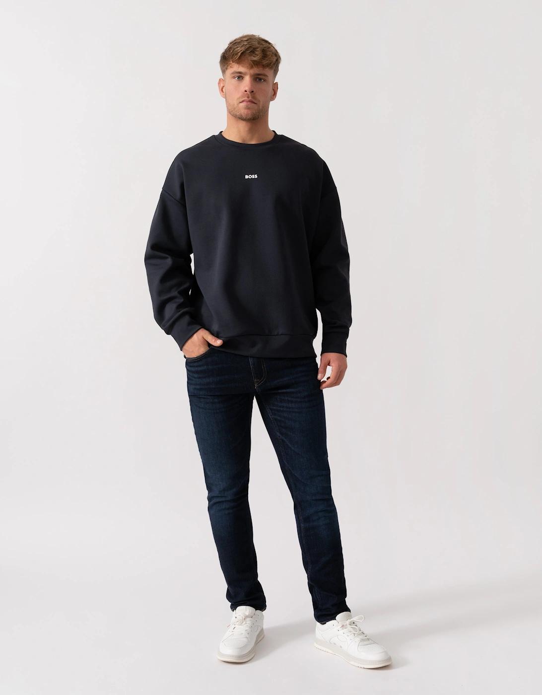 BOSS Green Stenson Mens Crew Neck Sweatshirt - Dark Blue 403