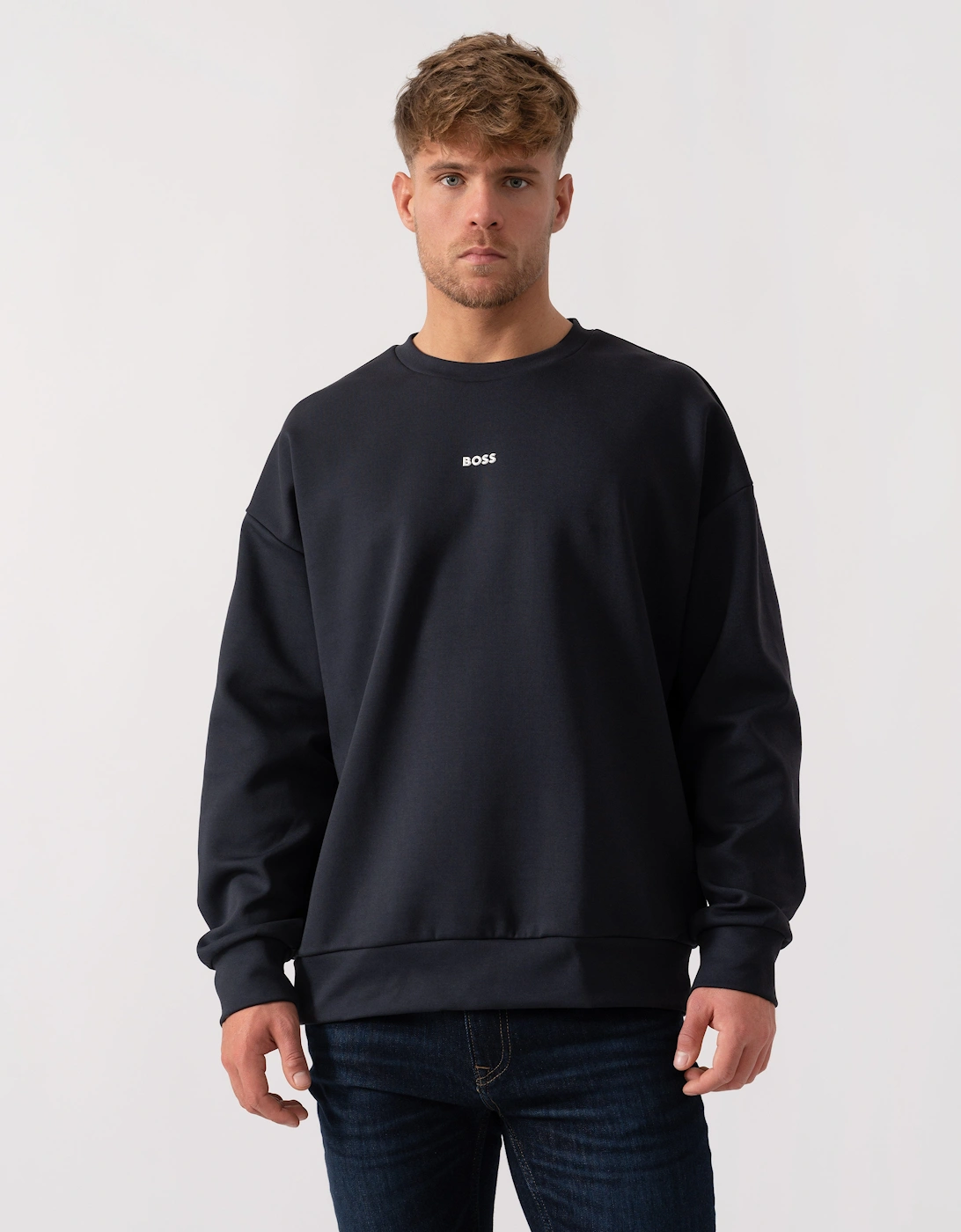 Hugo Boss Men's Navy Boss Green Stenson Crew Neck Sweatshirt - Dark Blue 403 - Size: 38