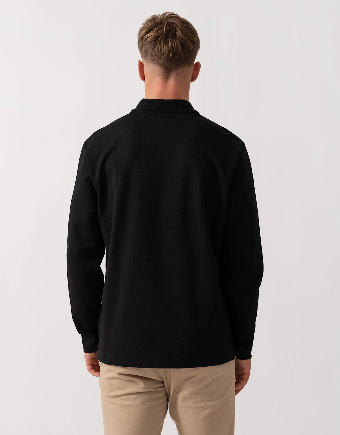 HUGO Dinote Mens Long Sleeve Polo Shirt - Black 001