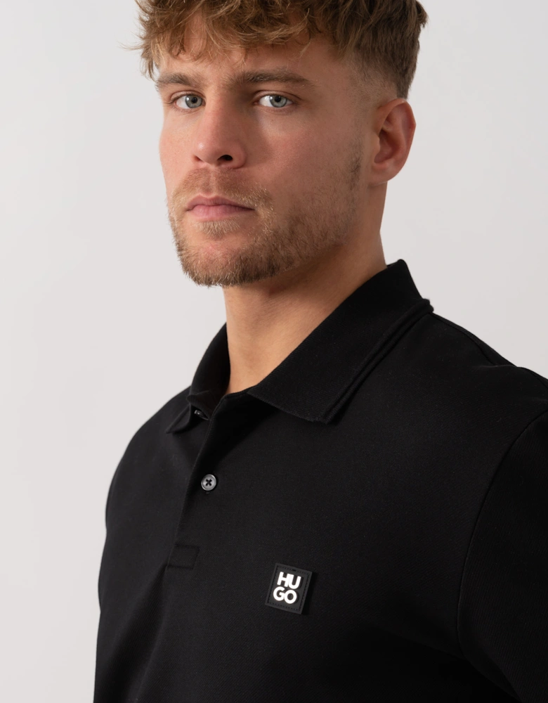 HUGO Dinote Mens Long Sleeve Polo Shirt - Black 001