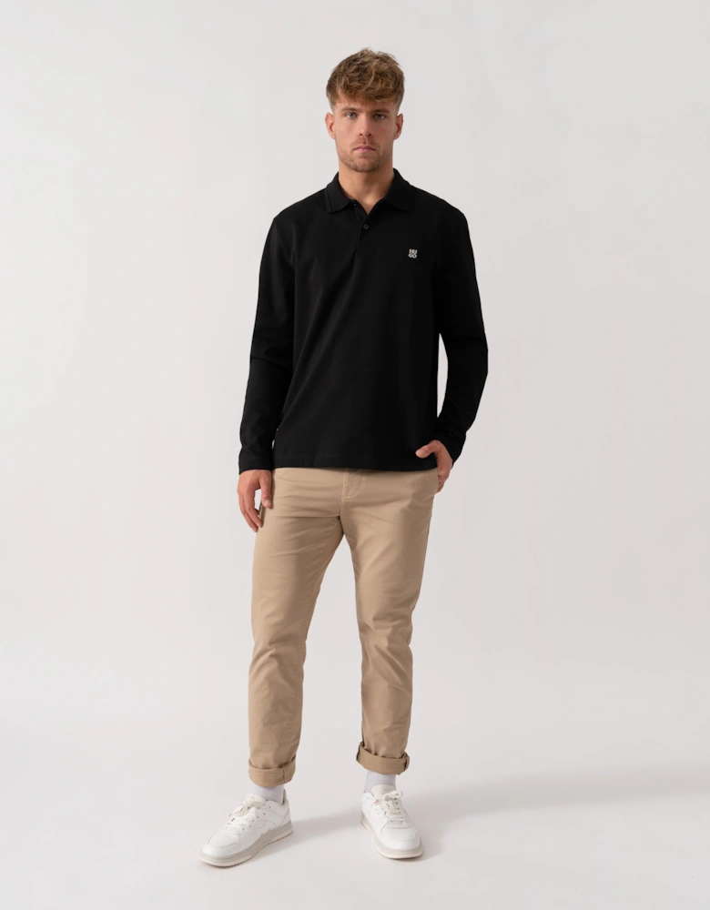 HUGO Dinote Mens Long Sleeve Polo Shirt - Black 001