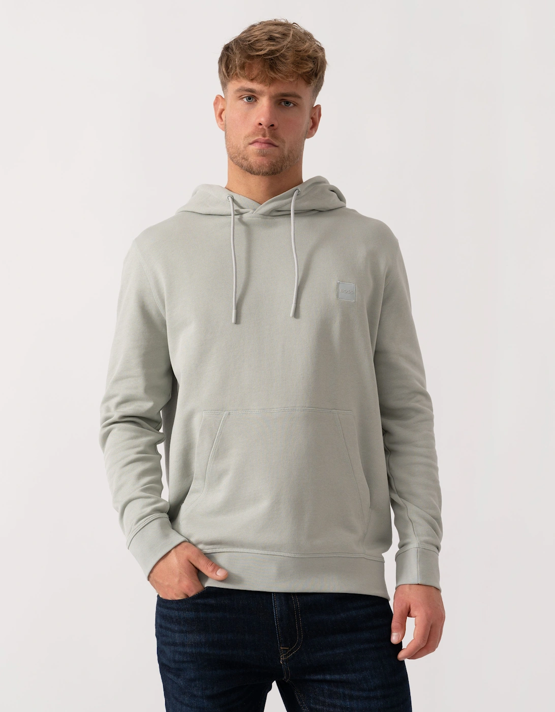 BOSS Orange Wetalk Mens Pullover Hoodie With Logo Patch - Silver 043, 5 of 4