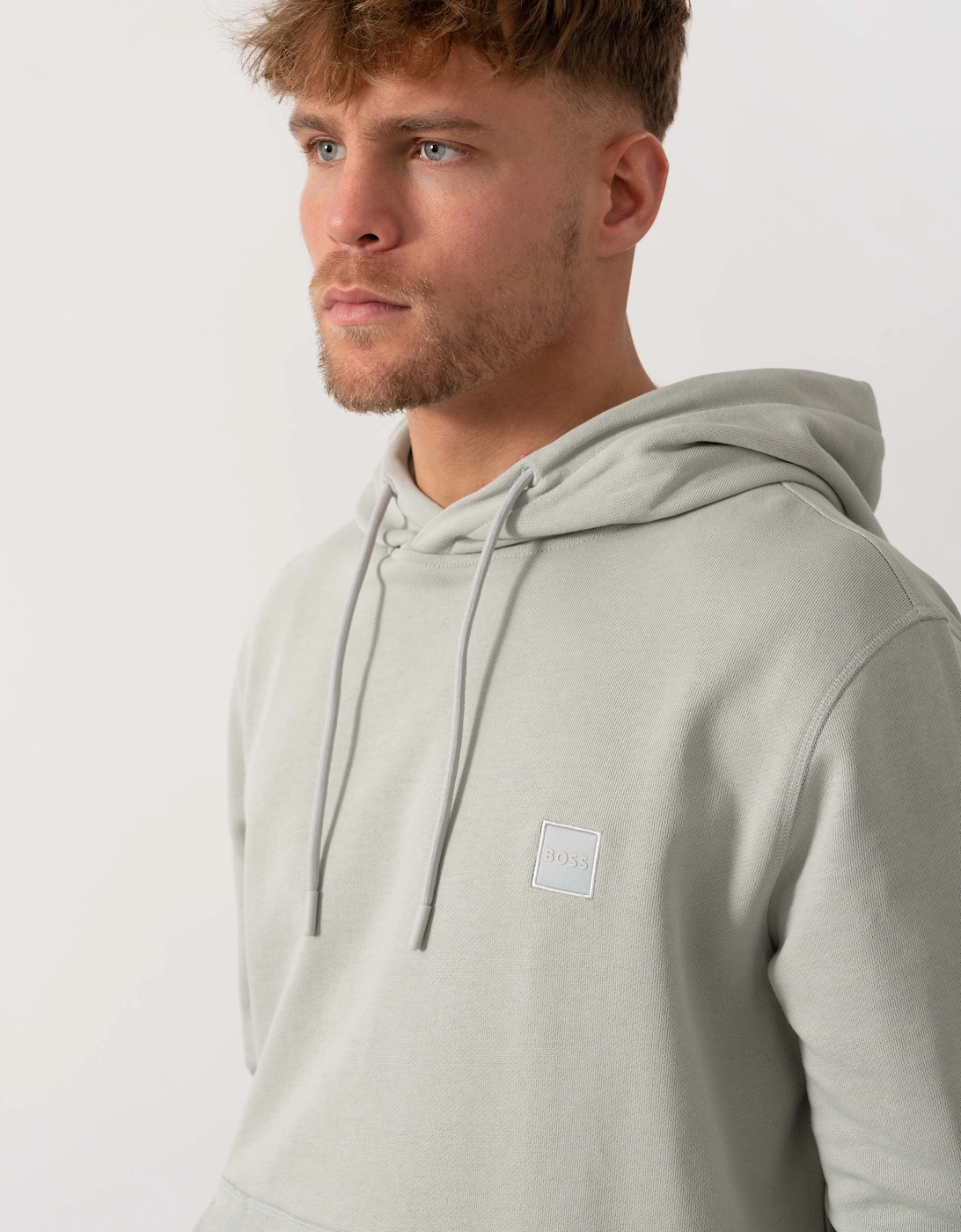 BOSS Orange Wetalk Mens Pullover Hoodie With Logo Patch - Silver 043