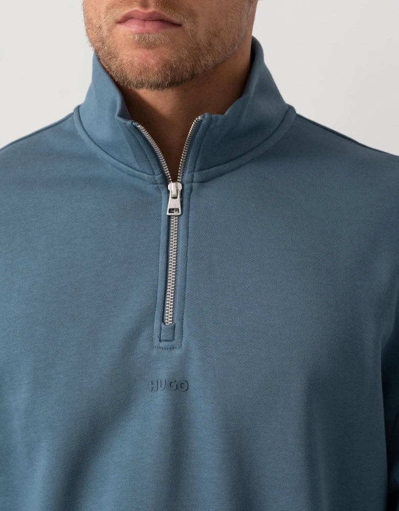 HUGO Durty244 Mens 1/4 Zip Sweatshirt - Open Blue 496