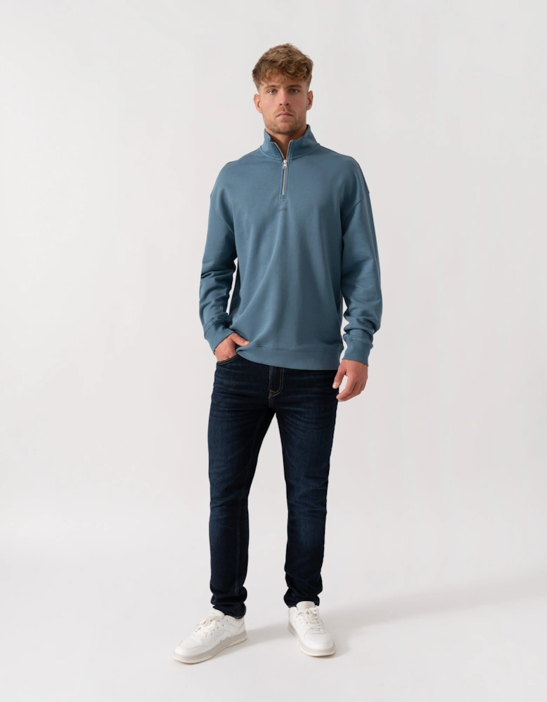 HUGO Durty244 Mens 1/4 Zip Sweatshirt - Open Blue 496