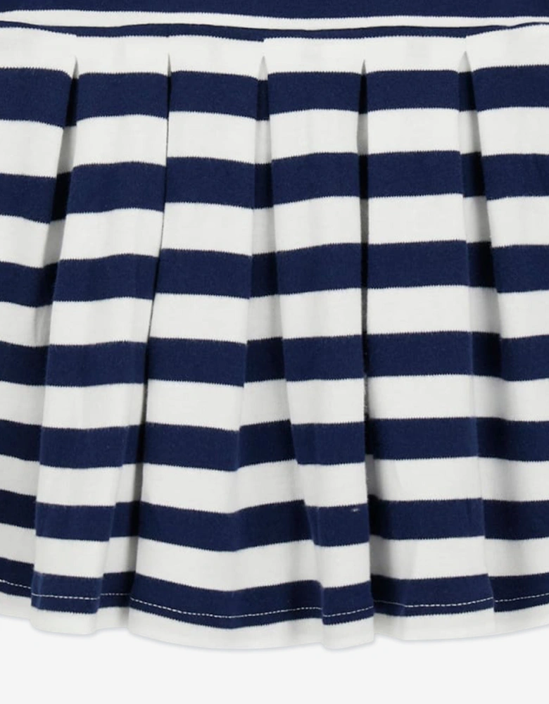 Girls Striped Jersey Dress in Navy