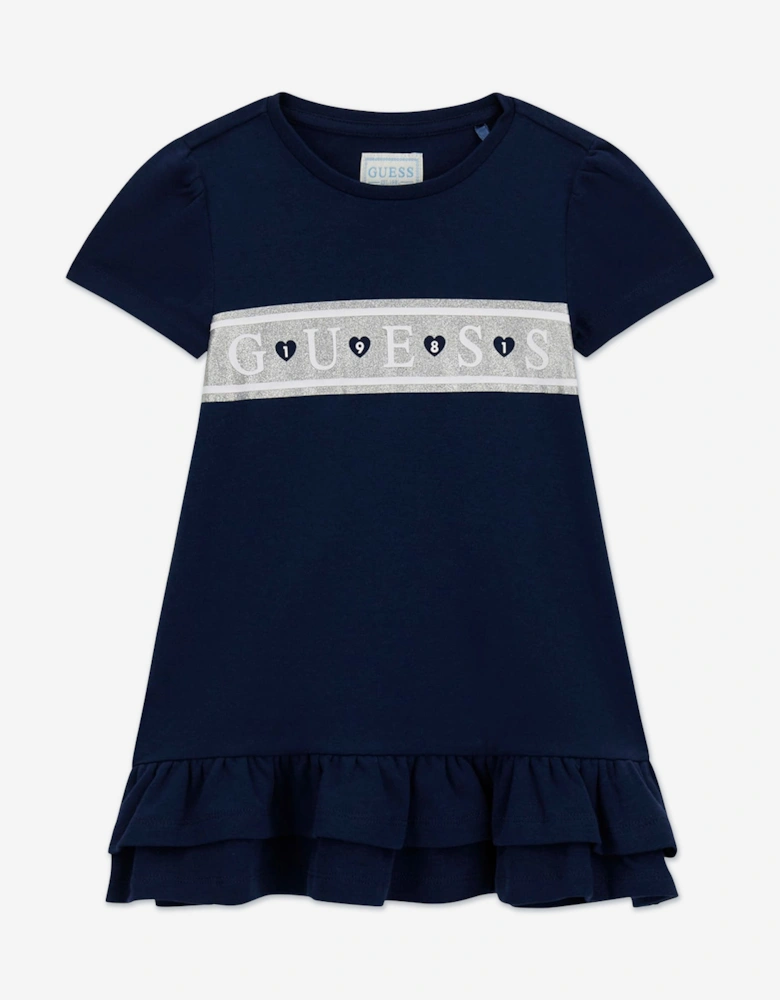 Girls Logo Jersey Dress in Navy