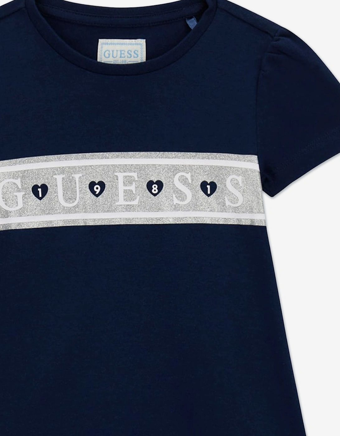 Girls Logo Jersey Dress in Navy