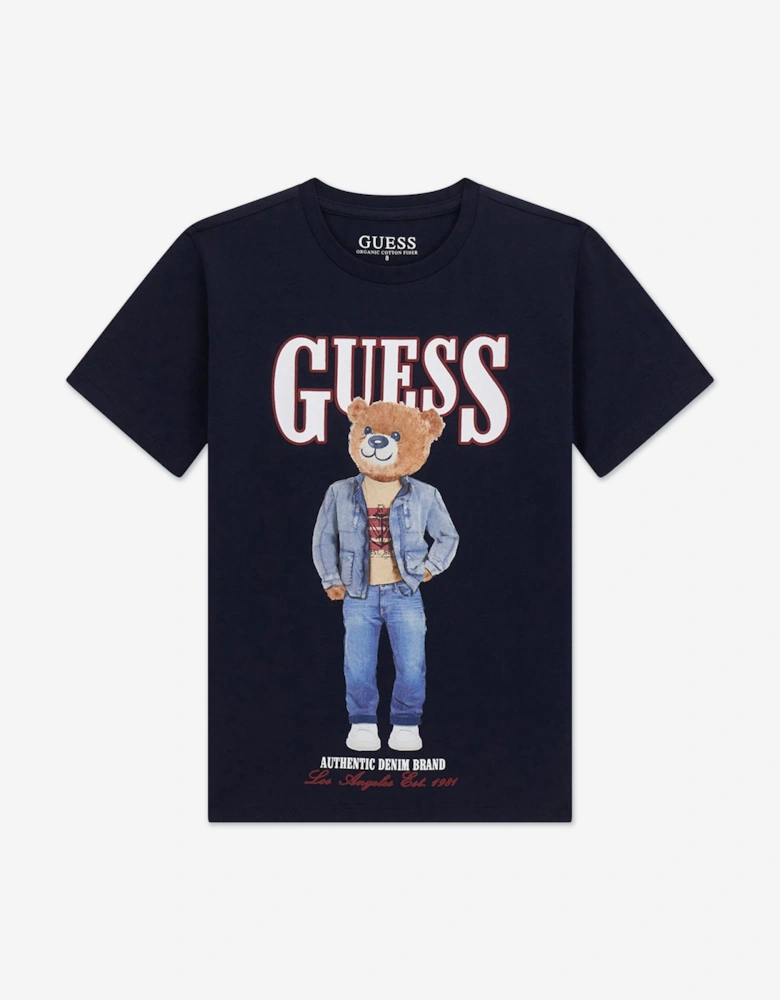 Boys Bear T-Shirt in Navy