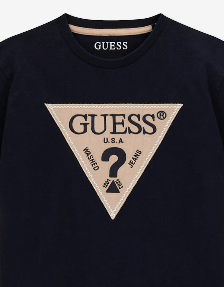 Boys Logo Print T-Shirt in Navy