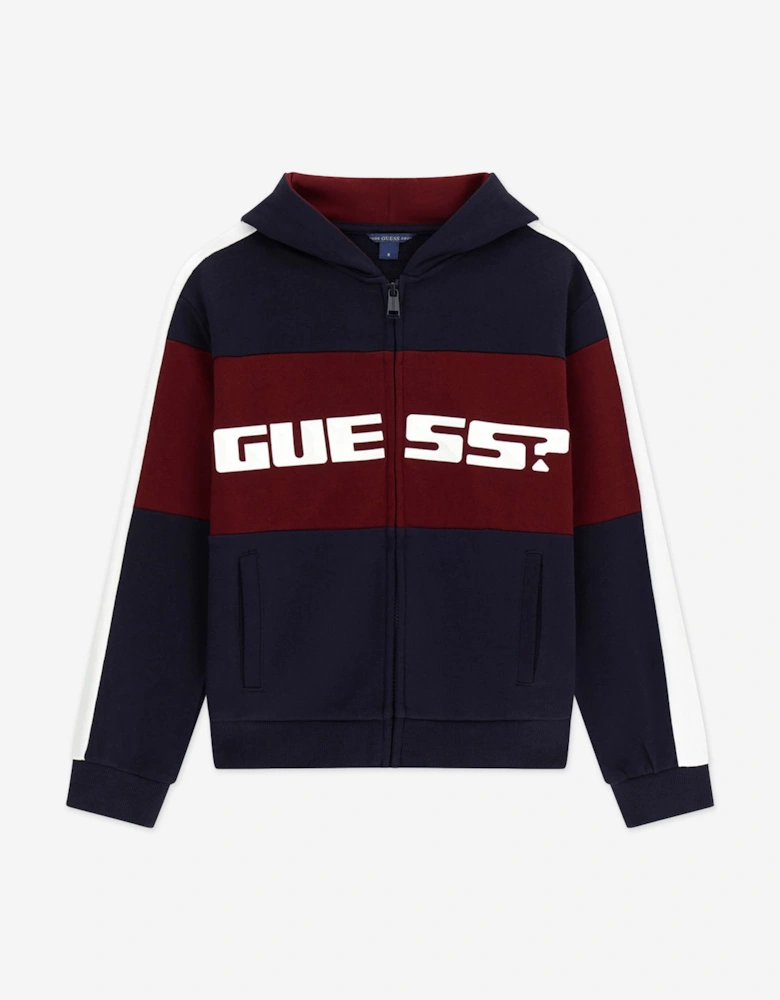 Boys Logo Zip Up Top in Navy