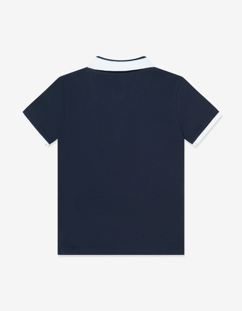 Boys Bear Polo Shirt in Navy