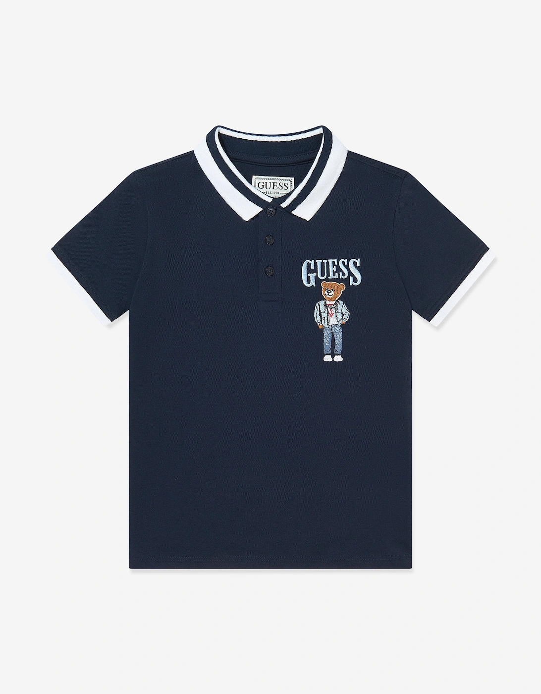 Boys Bear Polo Shirt in Navy, 5 of 4
