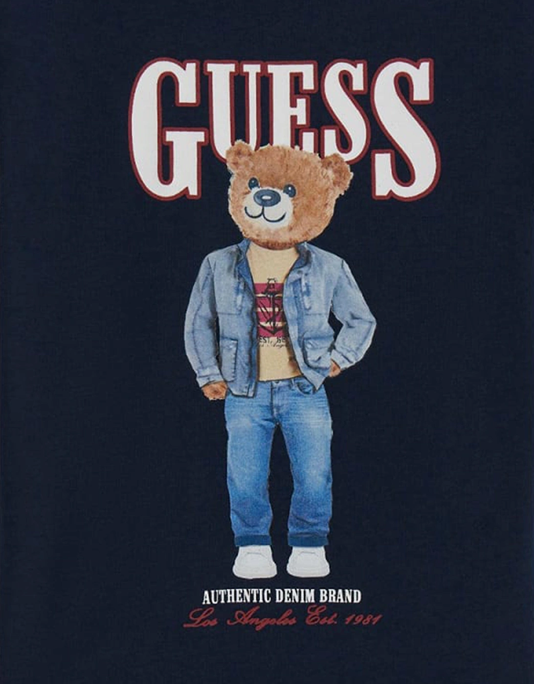 Boys Bear Logo T-Shirt in Navy