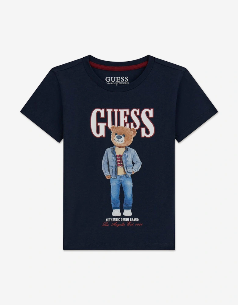 Boys Bear Logo T-Shirt in Navy