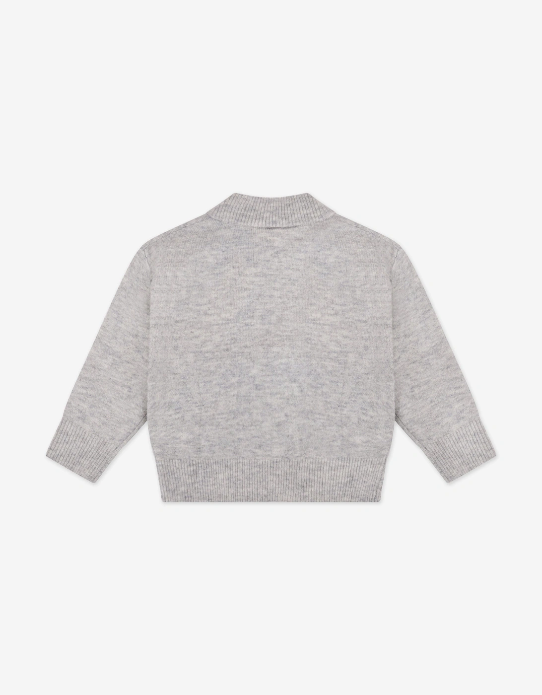 Kids Monogram Fluffy Knit Zip Up Top in Grey