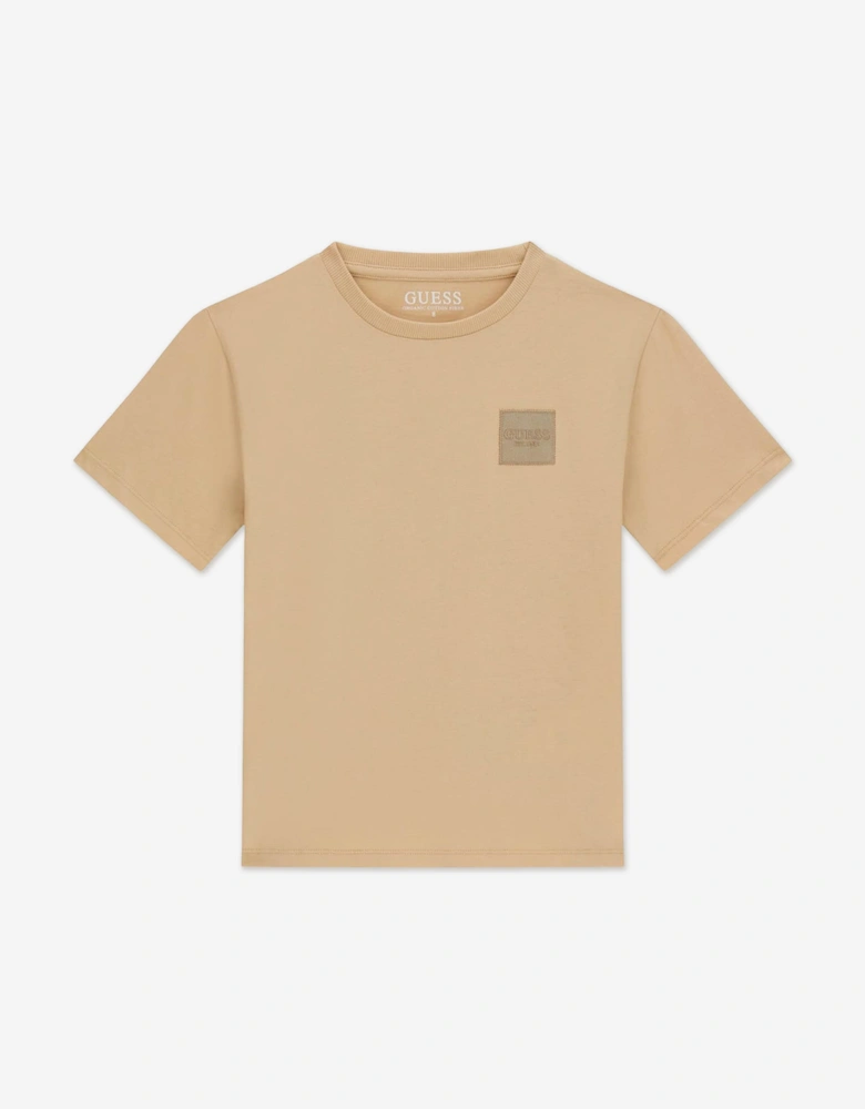 Boys Logo Badge T-Shirt in Beige