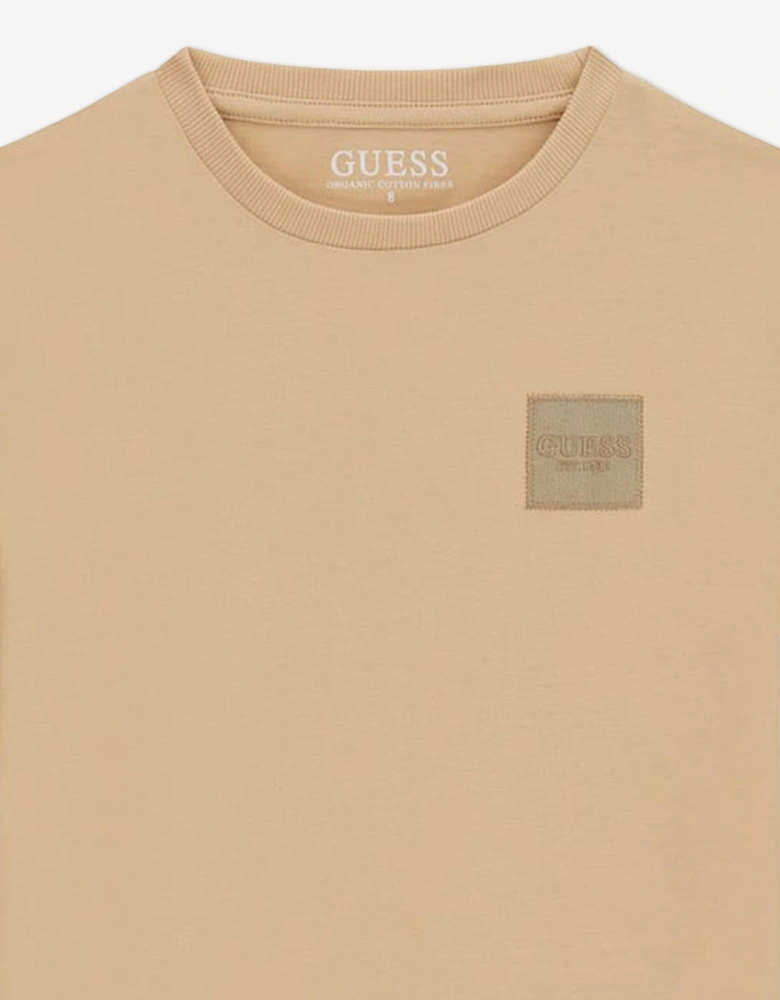 Boys Logo Badge T-Shirt in Beige