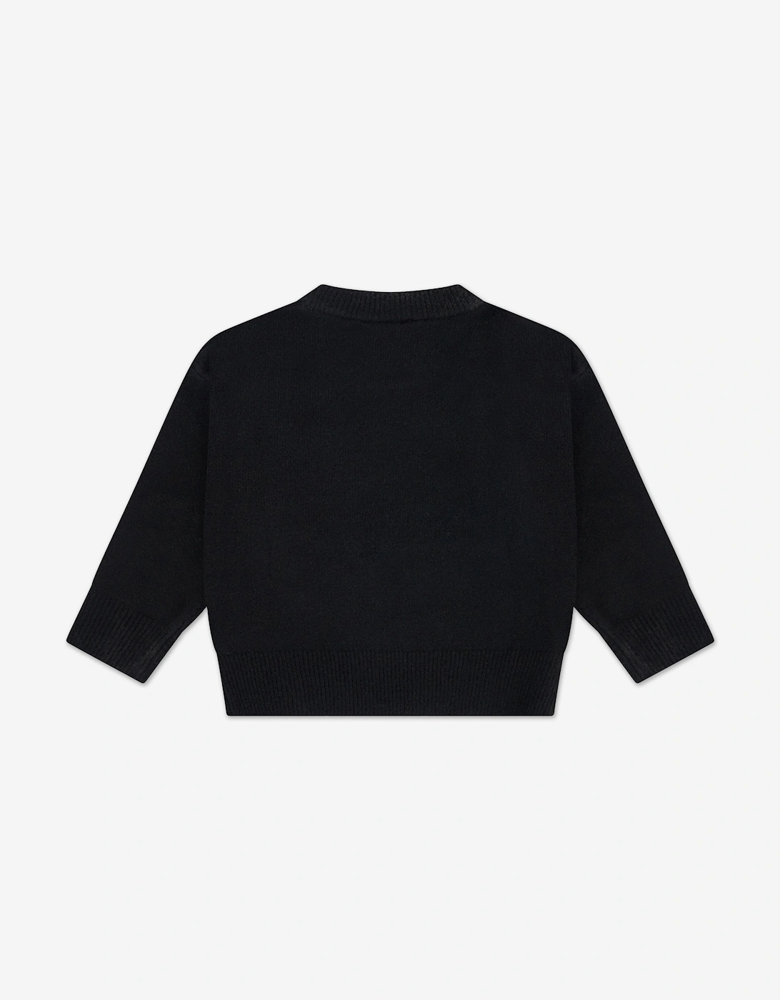 Kids Monogram Emblem Fluffy Knit Jumper in Black