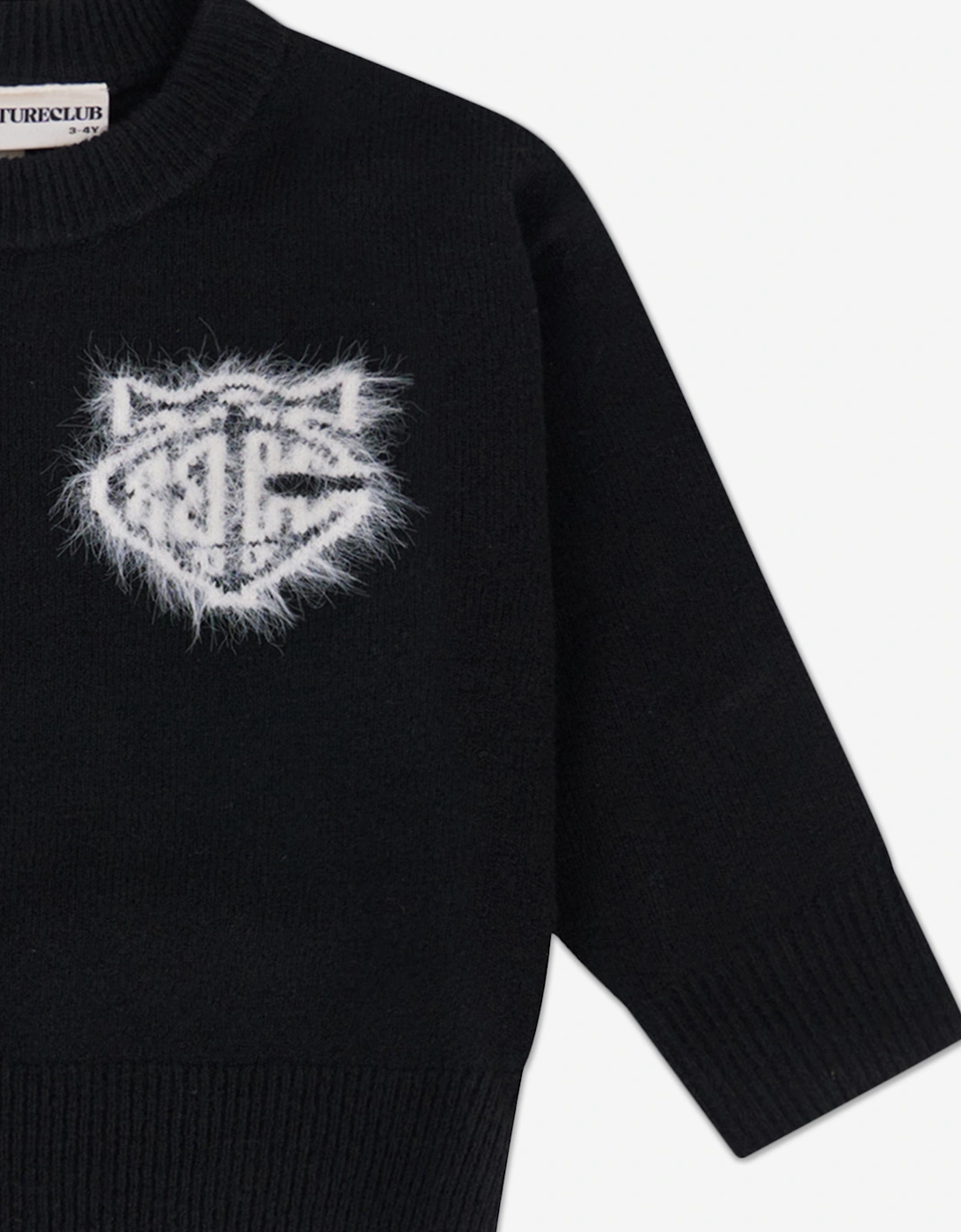 Kids Monogram Emblem Fluffy Knit Jumper in Black