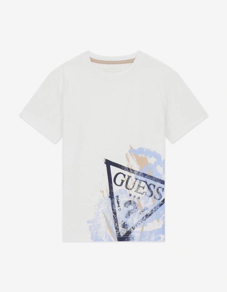 Boys Logo Print T-Shirt in White