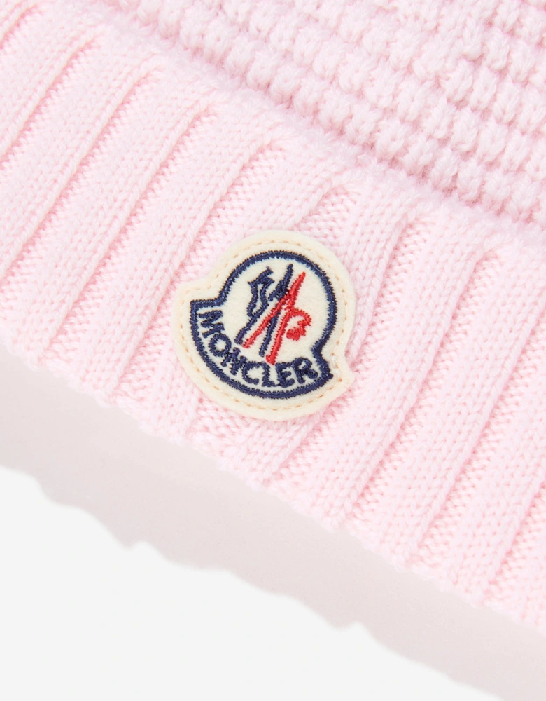 Enfant Baby Girls Wool Beanie Hat with Ears in Pink