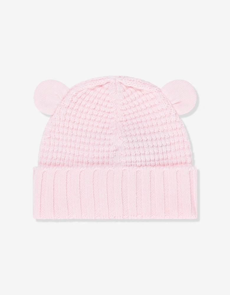 Enfant Baby Girls Wool Beanie Hat with Ears in Pink