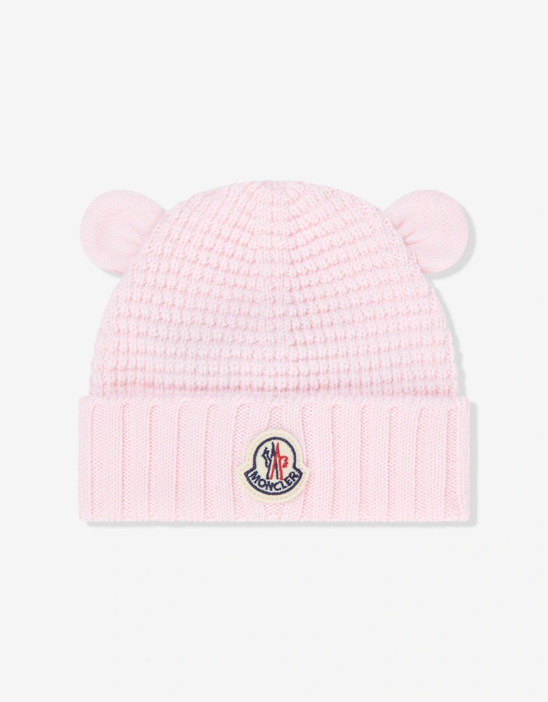 Enfant Baby Girls Wool Beanie Hat with Ears in Pink