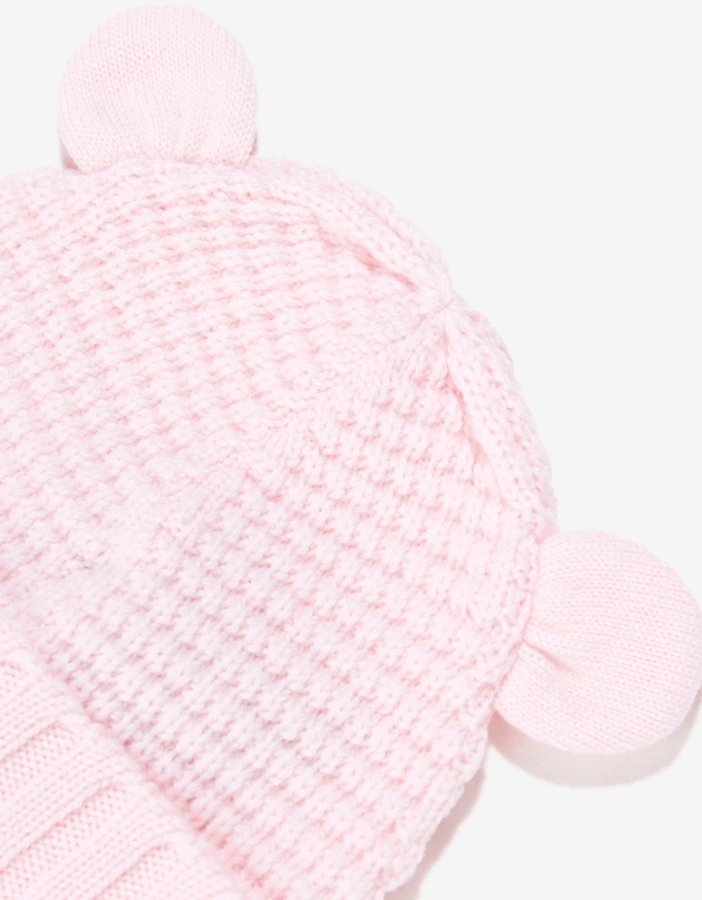 Enfant Baby Girls Wool Beanie Hat with Ears in Pink