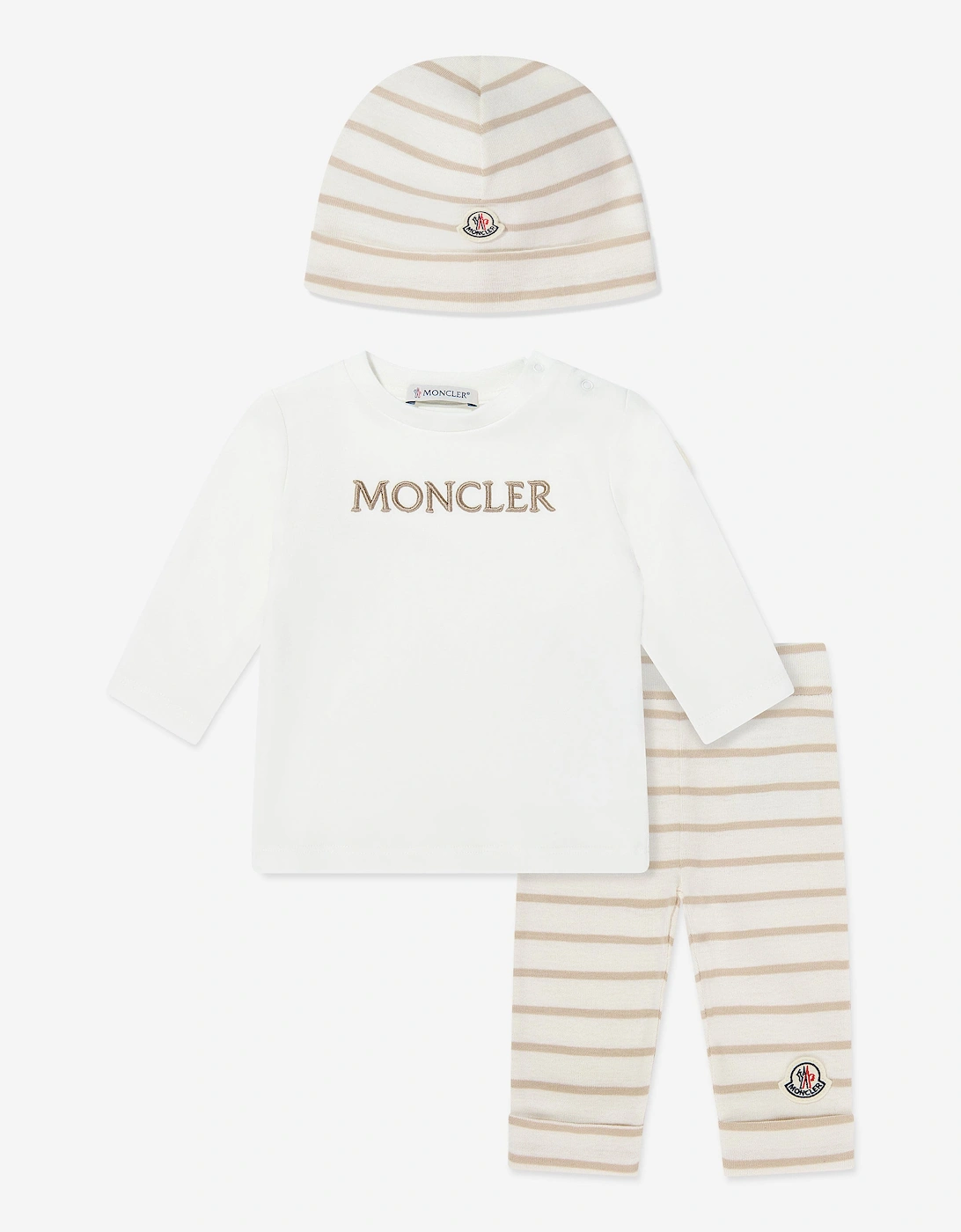 Moncler Girls Multi Enfant Baby 3 Piece Legging Gift Set In Beige - Size: 12-18 Months Kids