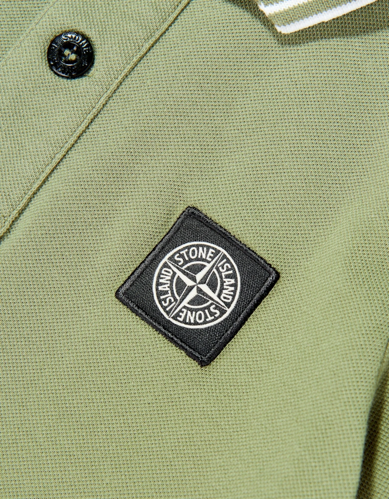 Boys Compass Patch Polo Shirt in Green