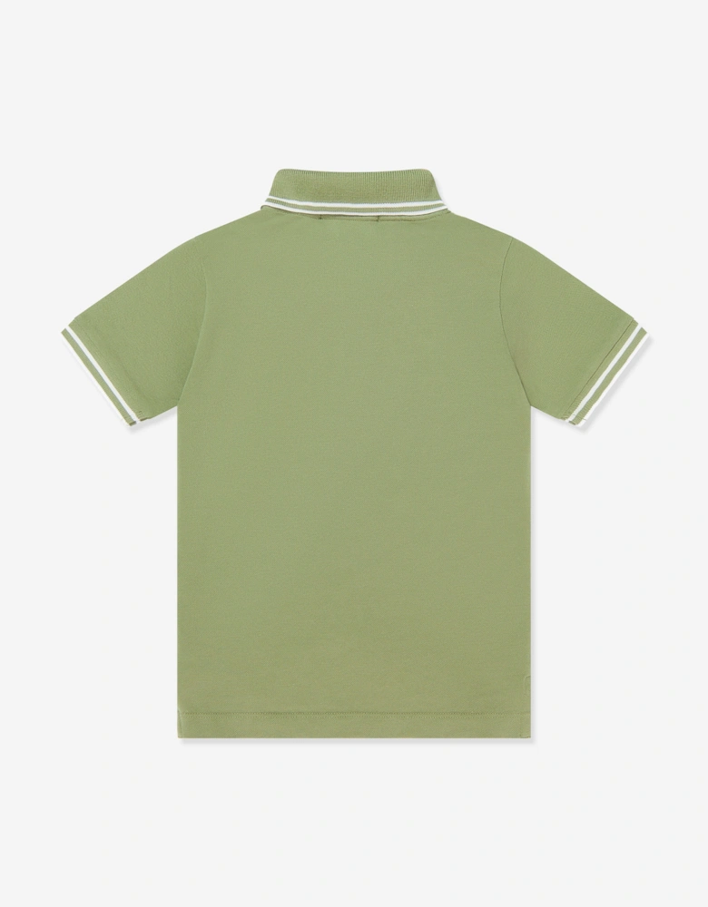 Boys Compass Patch Polo Shirt in Green