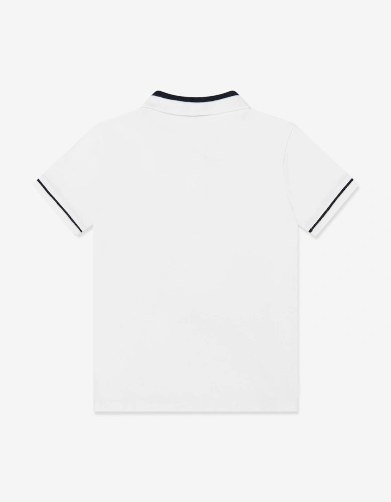 Boys Bear Polo Shirt in White
