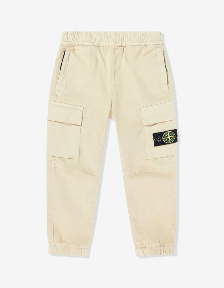 Boys Regular Tapered Cargo Trousers in Beige
