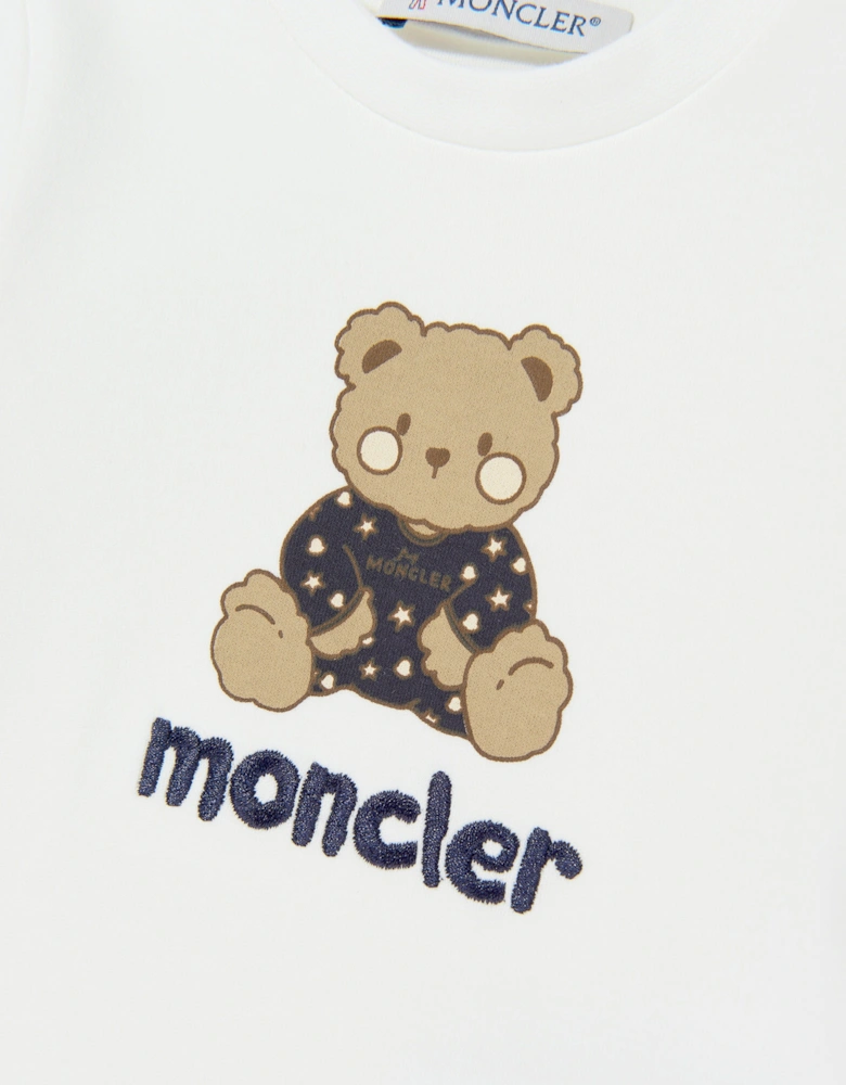 Enfant Baby Teddy Bear Bodysuit Set in White