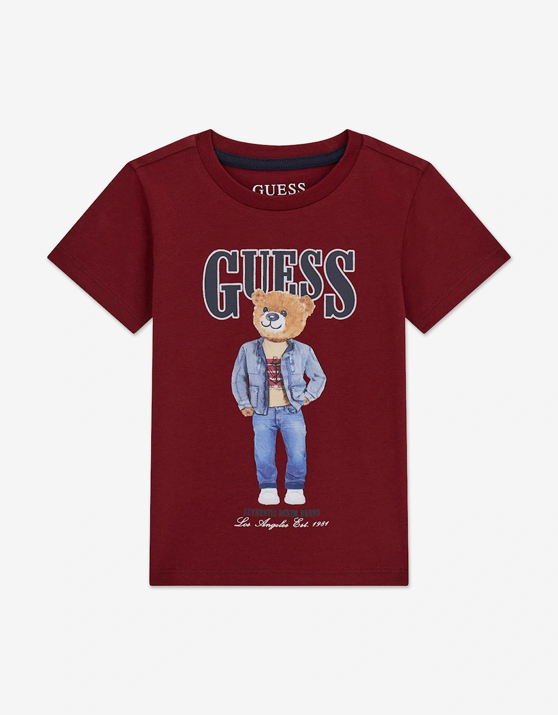 Boys Bear Logo T-Shirt in Red, 5 of 4
